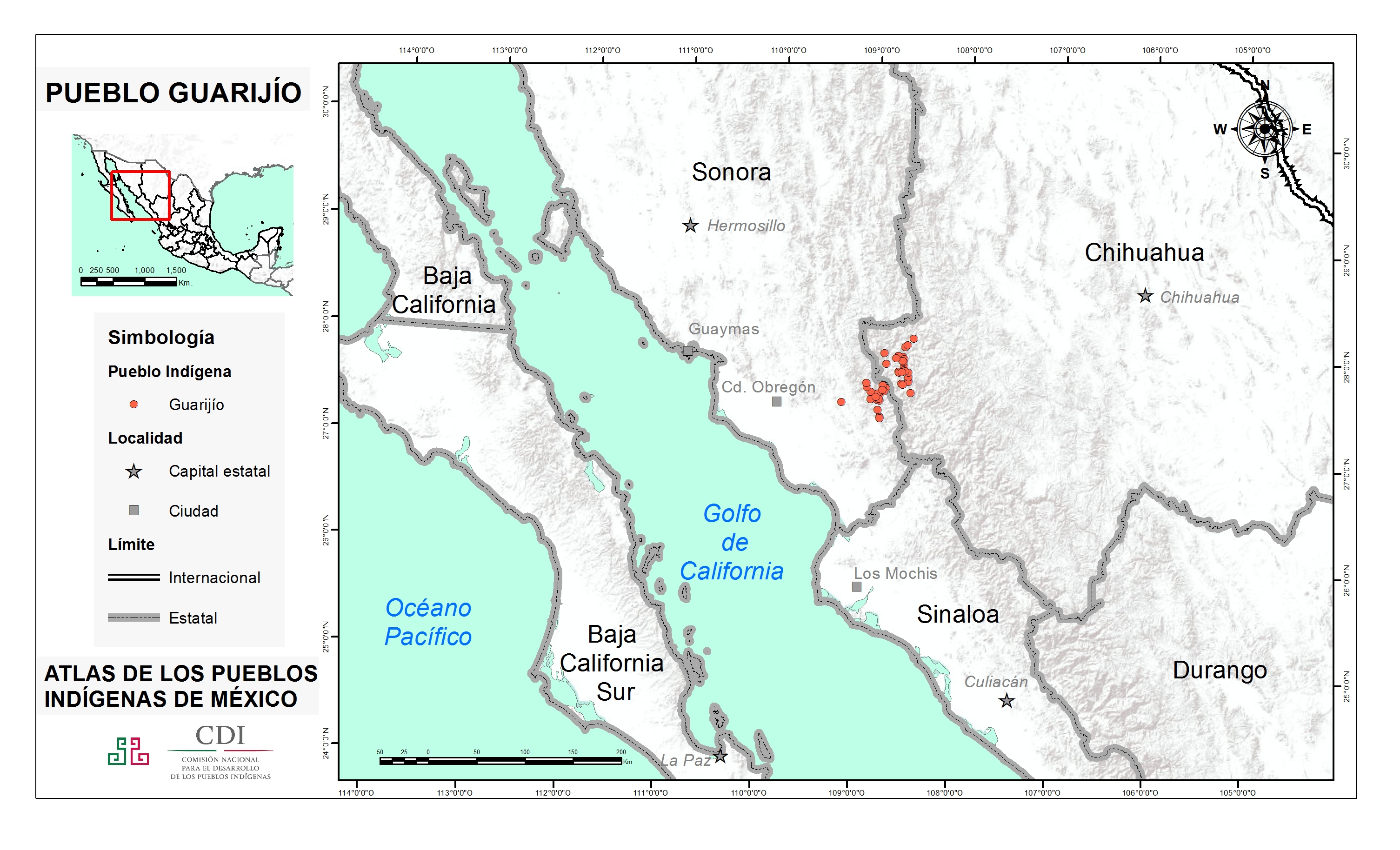 Ubicación del pueblo guarijío (INPI 2022)